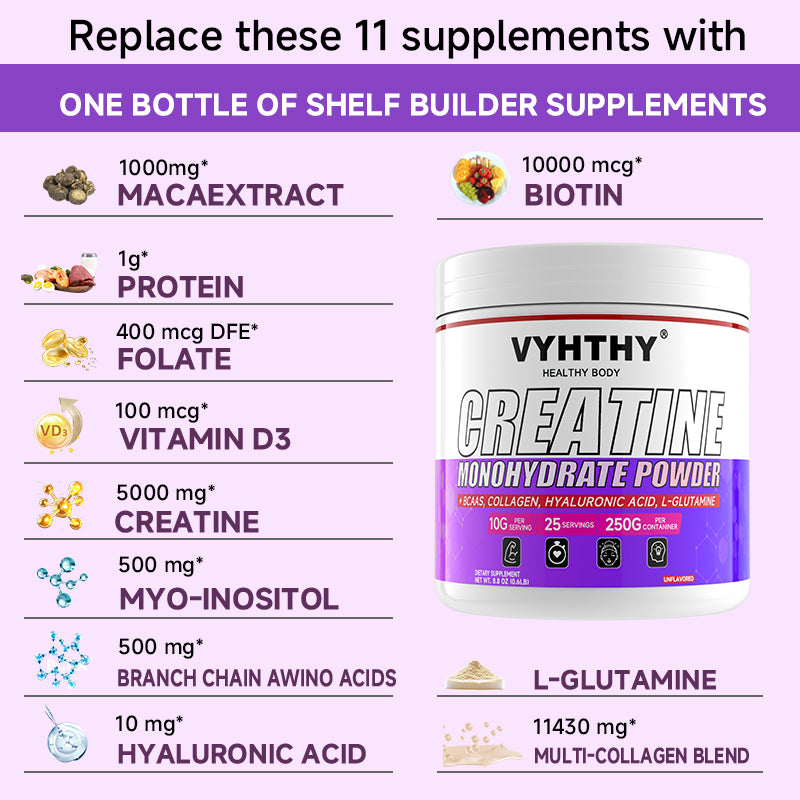 VYHTHY Creatine Monohydrate Powder - Unflavored - 500g