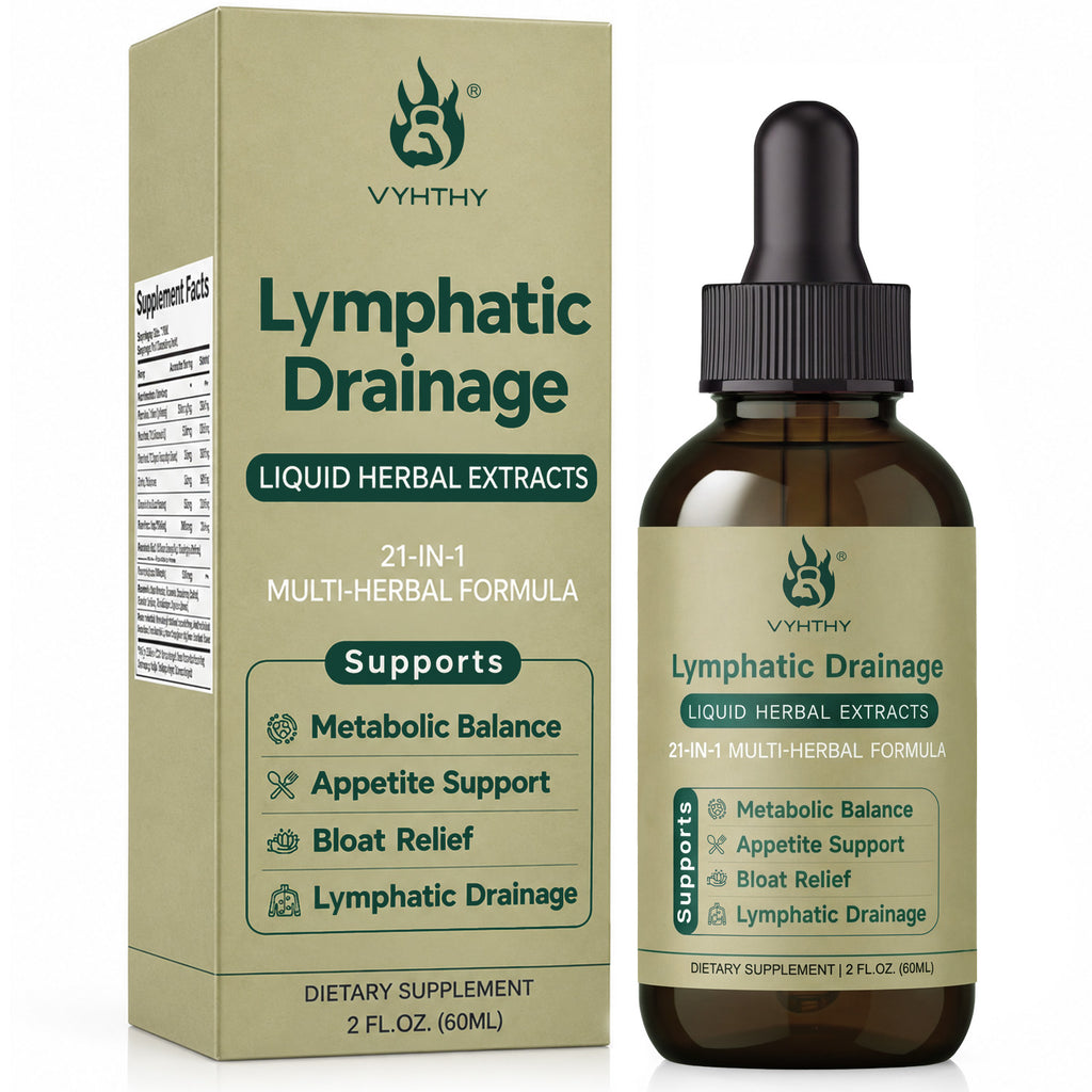 VYHTHY Lymphatic Drainage Drops – 21-in-1 Liquid Herbal Tincture with Liposomal Delivery | Supports Lymph Flow, Bloat Relief, Metabolism & Immunity | 2 FL.OZ.