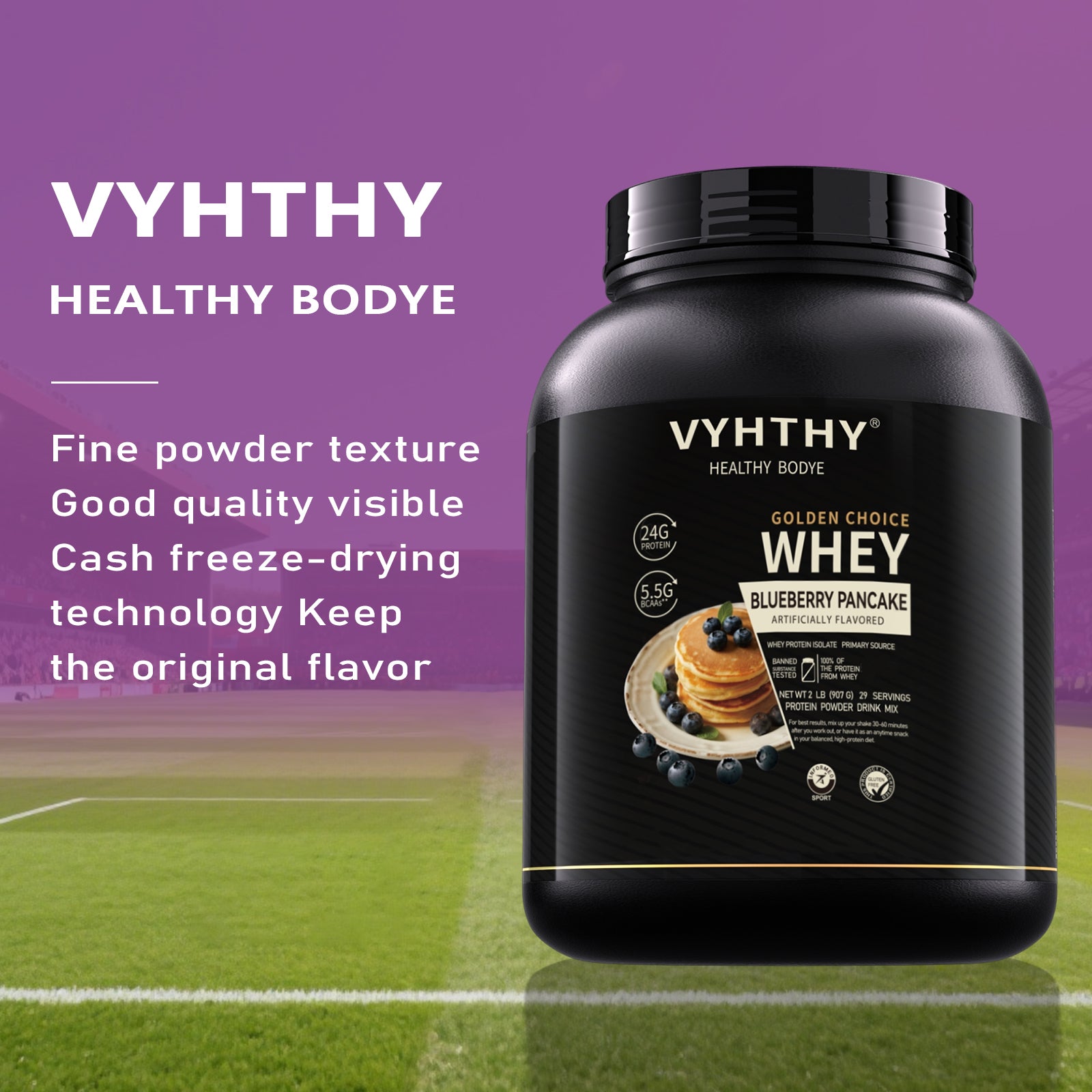 VYHTHY Titan Power 100% Whey Protein Powder - Blueberry Cake - 2lb