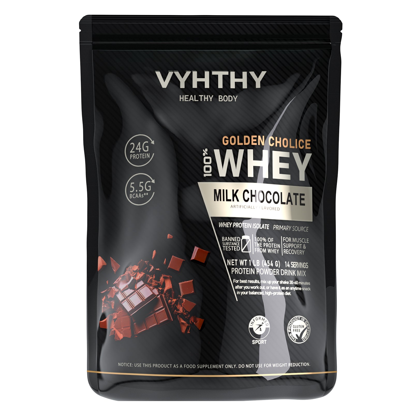 VYHTHY Titan Power 100% Whey Protein Powder - Chocolate Milkshake - 1lb