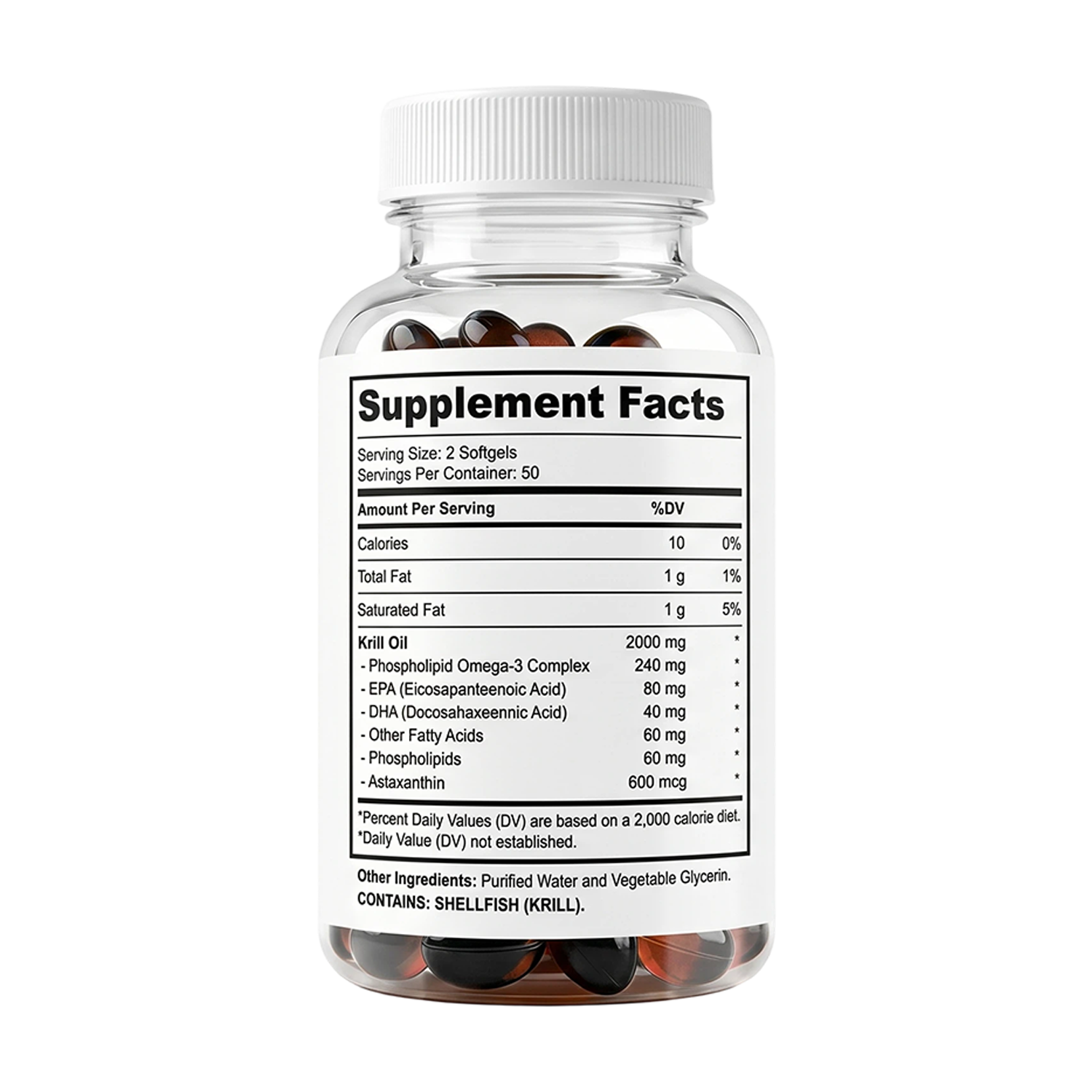 YOY Four Antarctic Krill Oil Softgels 2000mg, Omega-3 EPA DHA with Astaxanthin & Phospholipids, Supports Heart Brain Joint Immune Health for Men Women, 100 Count Dietary Supplement