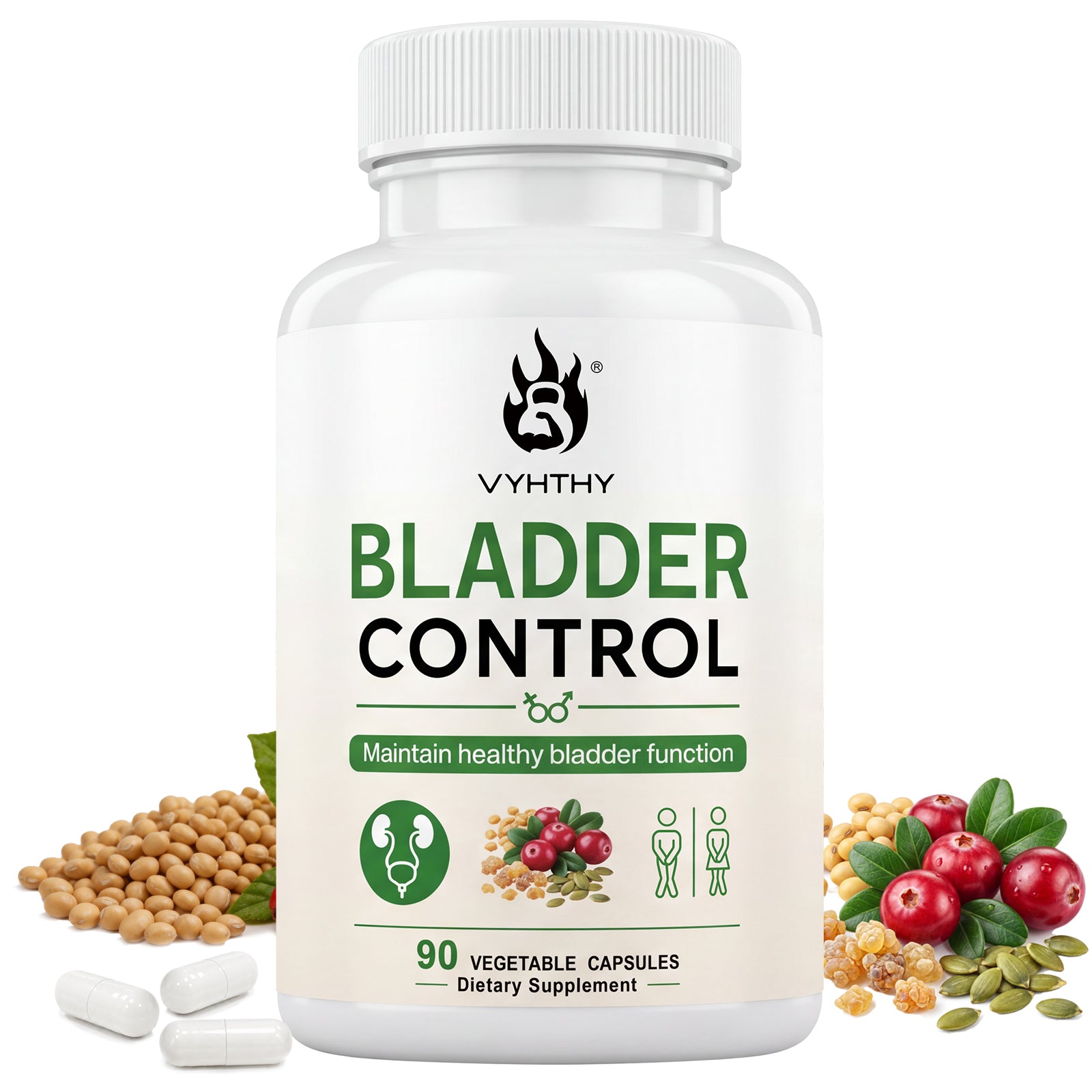 VYHTHY Natural LUTS Bladder Support Supplement with Cranberry & Pumpkin Seed Extract, Promote All-Day Bladder Comfort & Uninterrupted Sleep, 90 Vegetarian Capsules