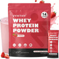 VYHTHY Strawberry Whey Protein Powder Single Serve Packets, 24g Protein 5.5g BCAAs Per Packet, Zero Added Sugar On-The-Go Muscle Recovery Supplement, 14 Individual Packets Per Bag