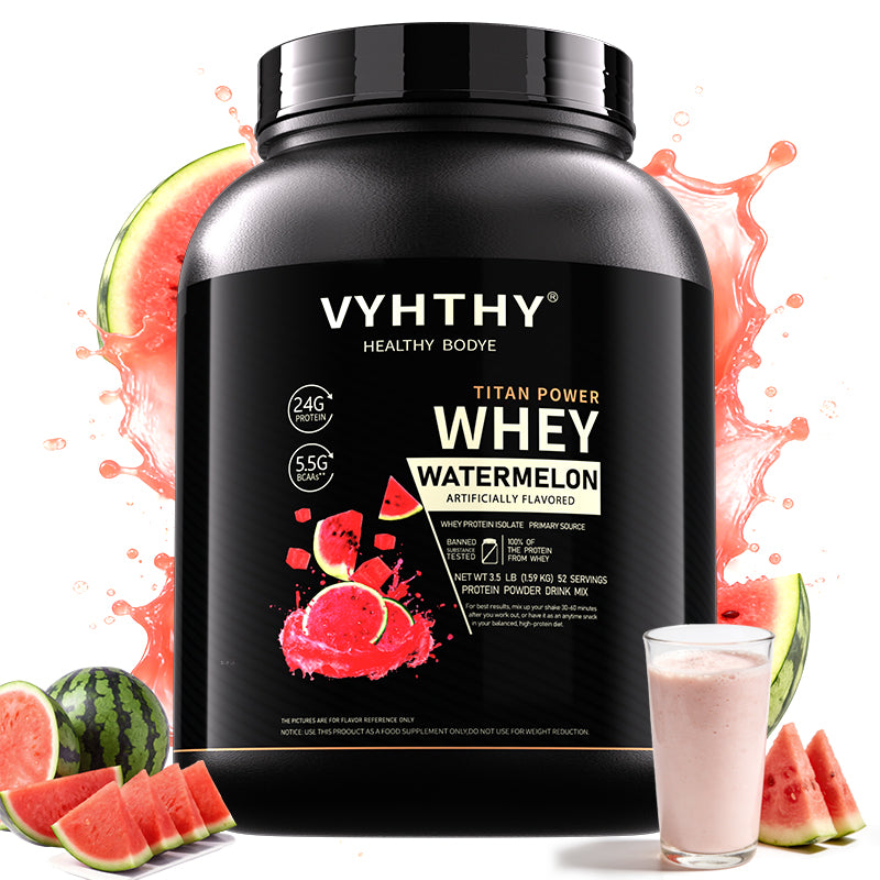 VYHTHY Watermelon Flavored Whey Protein Powder - 24g Protein per Serving - Suitable for pre- and Post-Workout Supplementation - Low Lactose, Gluten-Free, Natural Flavor (56 oz) - 52 Servings