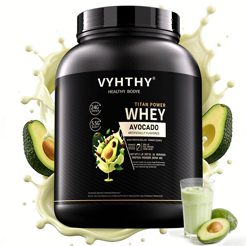 VYHTHY Whey Protein Powder-24g of Protein Per Serving-Premium Whey Protein Powder for Pre Post Workout-Fast Absorbing Whey Concentrate-Low Lactose Gluten Free, Natural Flavored (2LB, Avocado Flavor)