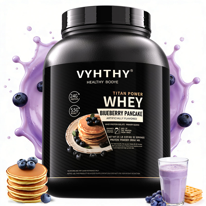 VYHTHY Blueberry Pancake Flavored Whey Protein Powder - 24g Protein per Serving - Suitable for pre- and Post-Workout Supplementation - Low Lactose, Gluten-Free, Natural Flavor (56 oz) - 52 Servings