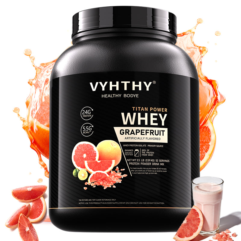VYHTHY Grapefruit Flavored Flavored Whey Protein Powder - 24g Protein per Serving - Suitable for pre- and Post-Workout Supplementation - Low Lactose, Gluten-Free, Natural Flavor (56 oz) - 52 Servings