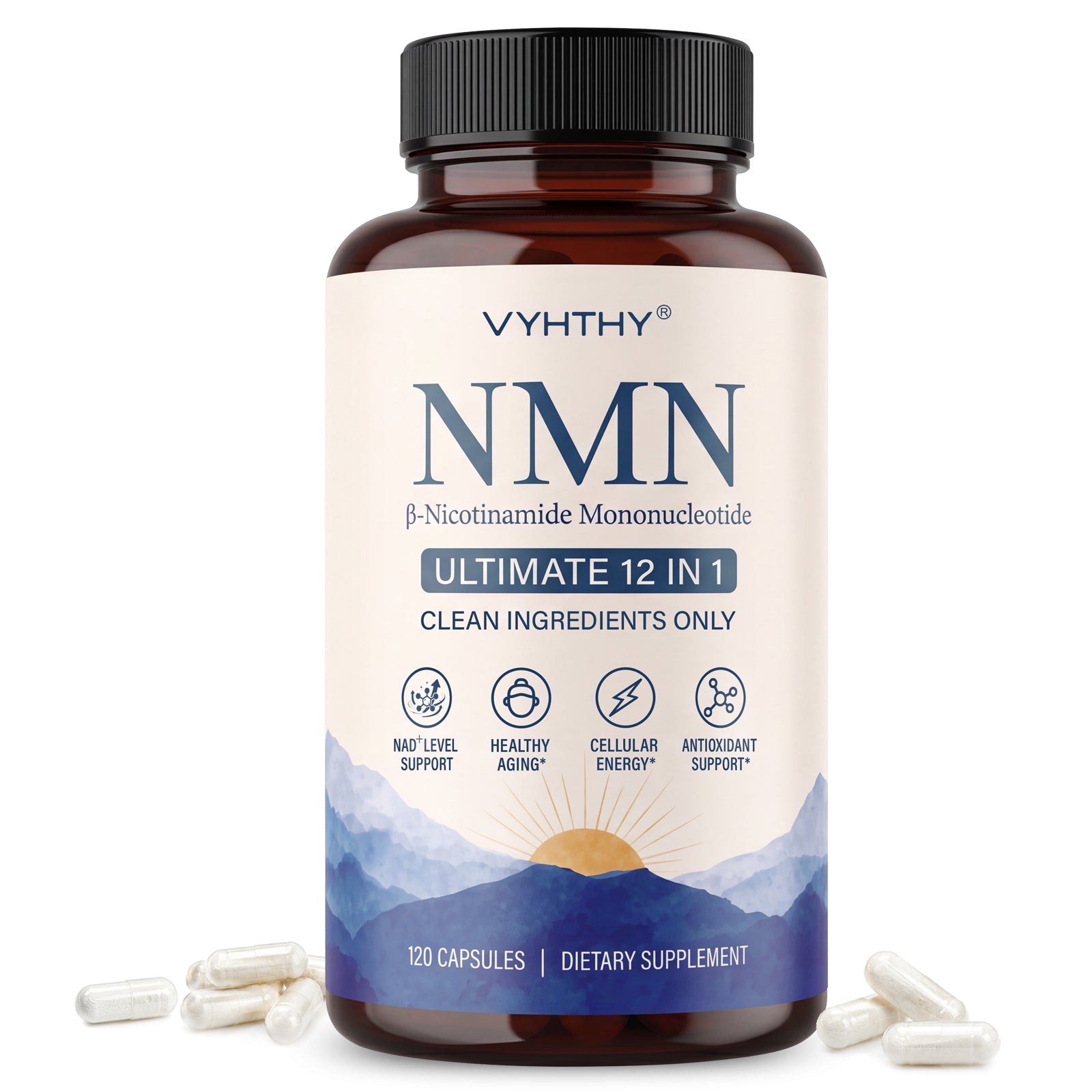 VYHTHY Liposomal Enhanced β-NMN 500mg Per Serving 12-in-1 Complex with Resveratrol, TMG, Glutathione & PQQ | Max Absorption NAD+ Booster for Healthy Aging & Mitochondrial Function, 120 Vegetarian Capsules
