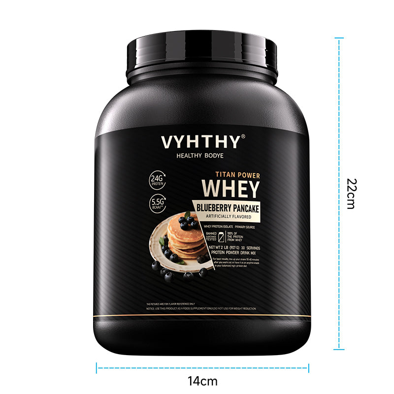VYHTHY Blueberry Pancake Flavored Whey Protein Powder - 24g Protein per Serving - Suitable for pre- and Post-Workout Supplementation - Low Lactose, Gluten-Free, Natural Flavor (36 oz) - 30 Servings