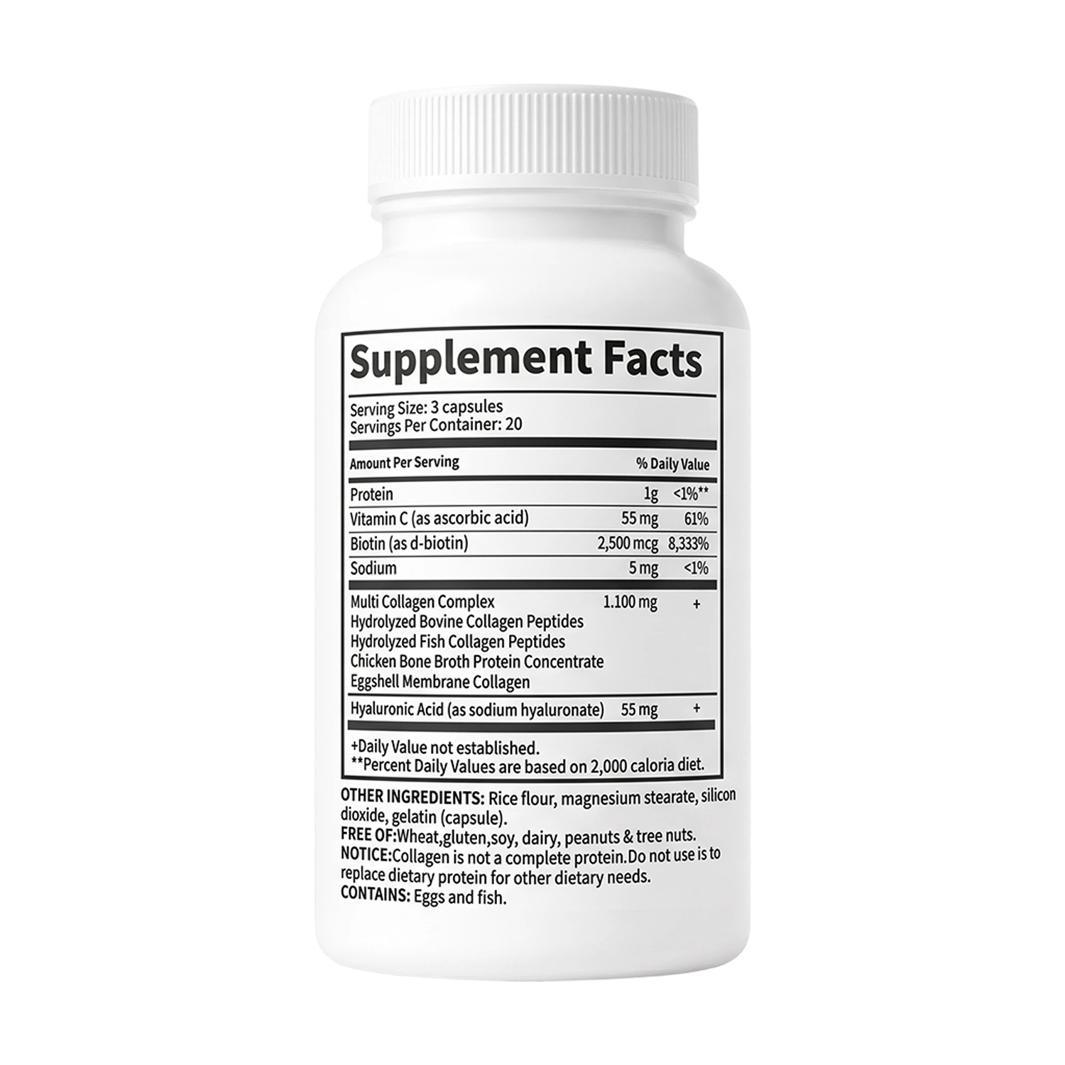 YOY Four Multi-Collagen Capsules for Women & Men – 60 Count | Type I, II, III, V, X Hydrolyzed Collagen Peptides with Biotin, Hyaluronic Acid & Vitamin C | Hair, Skin, Nails, and Joint Support