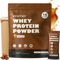 VYHTHY Caramel Coffee Whey Protein Powder Single Serve Packets, 24g Protein & 5.5g BCAAs Per Packet, Zero Added Sugar Portable Post-Workout Muscle Recovery Supplement, 14 Individual Packets Per Bag