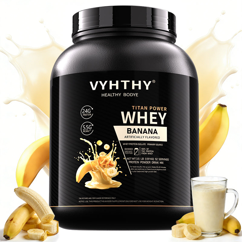 VYHTHY Banana Coffee Flavored Whey Protein Powder - 24g Protein per Serving - Suitable for pre- and Post-Workout Supplementation - Low Lactose, Gluten-Free, Natural Flavor (56 oz) - 52 Servings