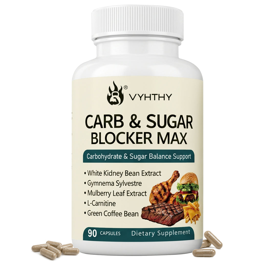 VYHTHY Carb & Sugar Blocker Max Capsules – White Kidney Bean Carb Blocker, Curb Sugar Cravings, Plant-Based Daily Wellness Support, 90 Veg Pills