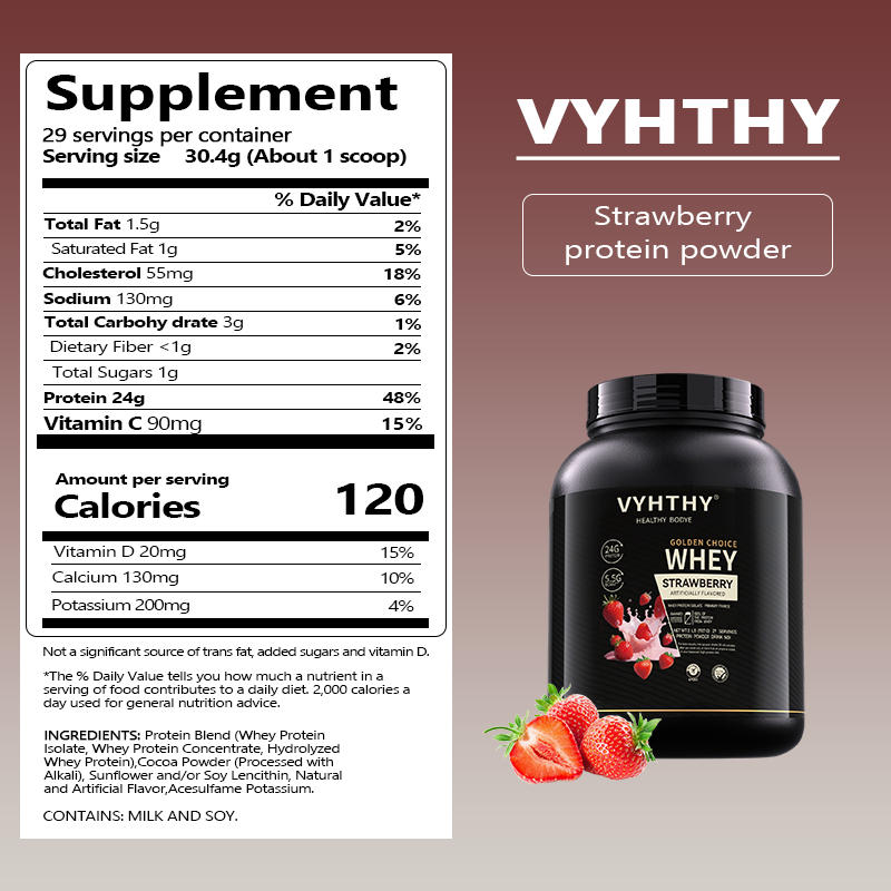 VYHTHY Titan Power 100% Whey Protein Powder - Strawberry Cake - 2lb