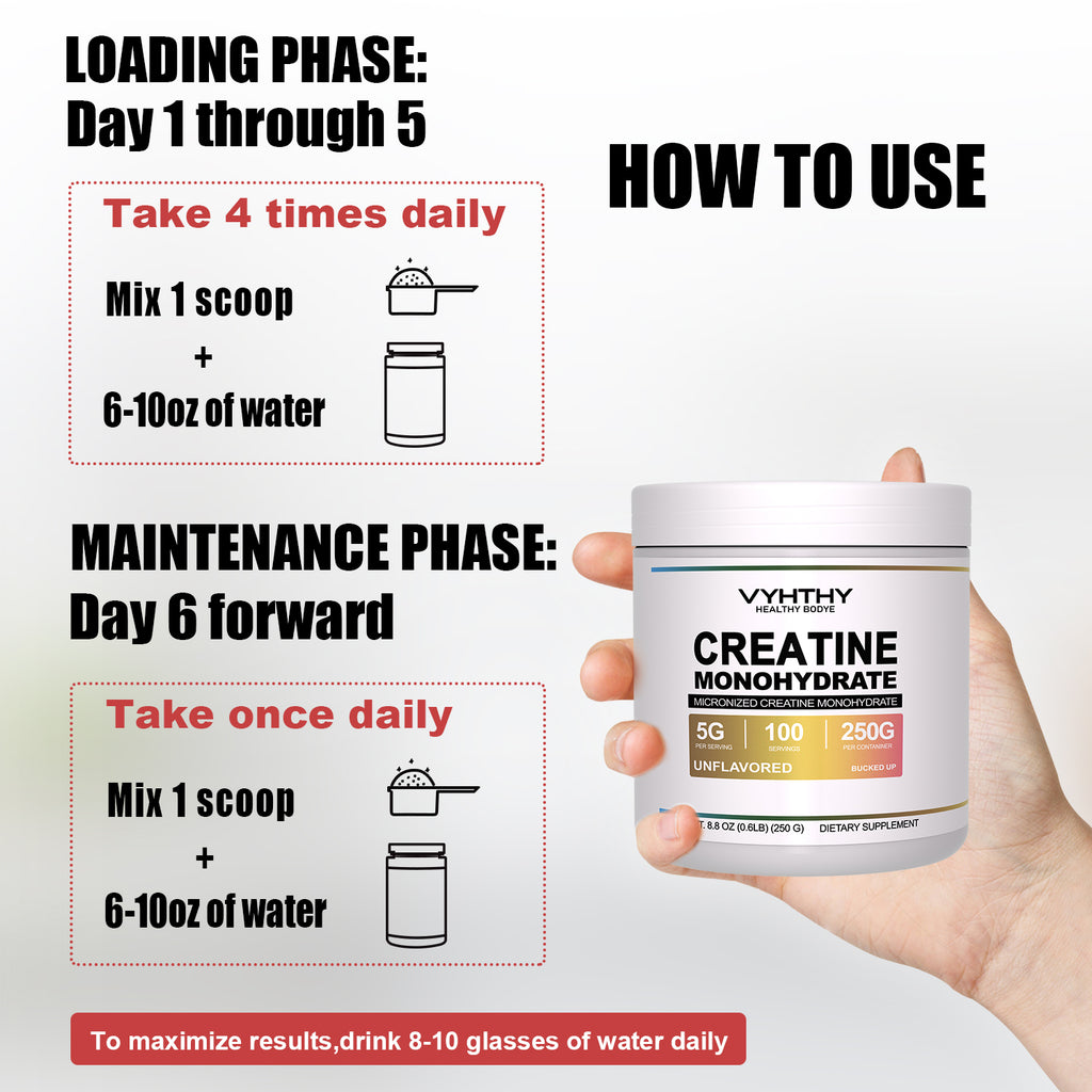 VYHTHY Creatine Monohydrate Powder - Unflavored - 250g