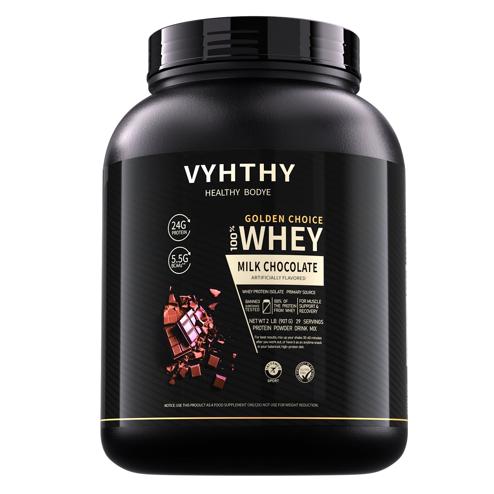 VYHTHY Titan Power 100% Whey Protein Powder - Chocolate Milkshake - 2lb