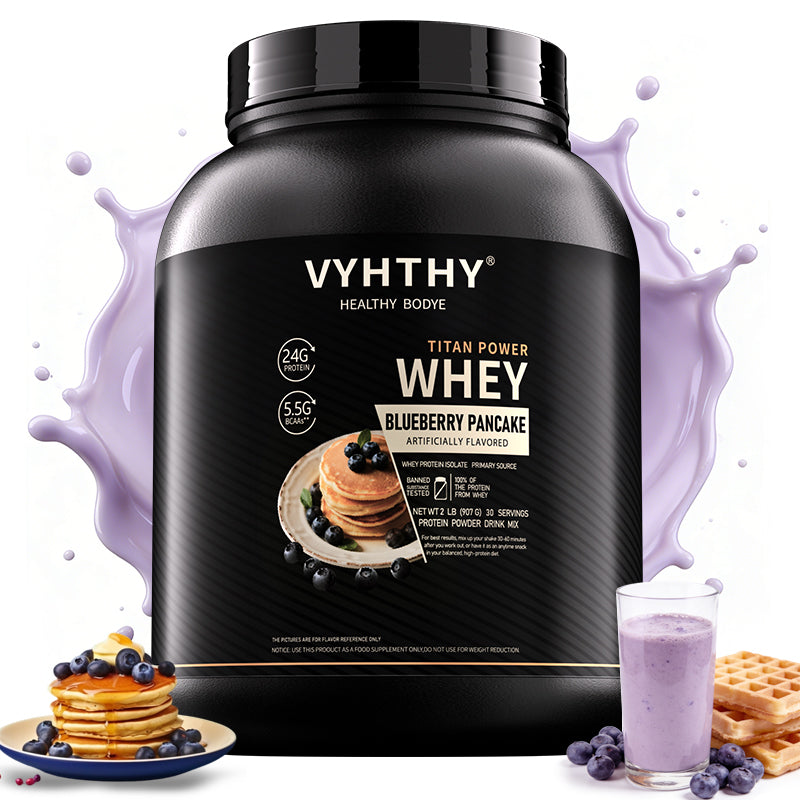 VYHTHY Blueberry Pancake Flavored Whey Protein Powder - 24g Protein per Serving - Suitable for pre- and Post-Workout Supplementation - Low Lactose, Gluten-Free, Natural Flavor (36 oz) - 30 Servings