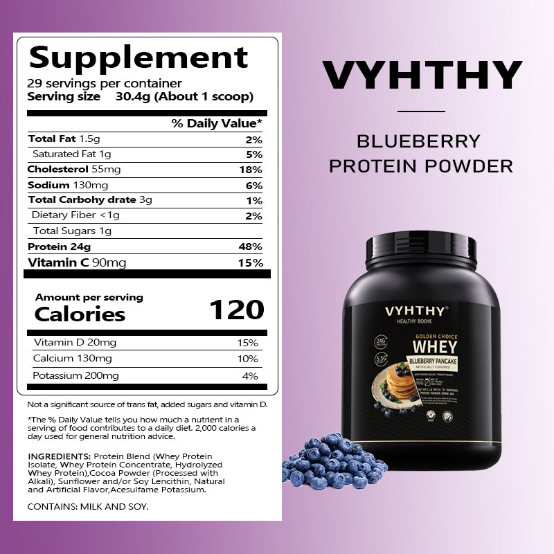 VYHTHY Titan Power 100% Whey Protein Powder - Blueberry Cake - 2lb