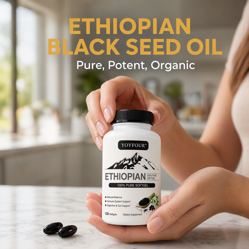 YOYFOUR Ethiopian Black Seed Oil Softgels 800mg Per Serving, 120 Capsules, 100% Pure Organic Nigella Sativa Supplement, Immune System Support, Digestive & Gut Health Balance
