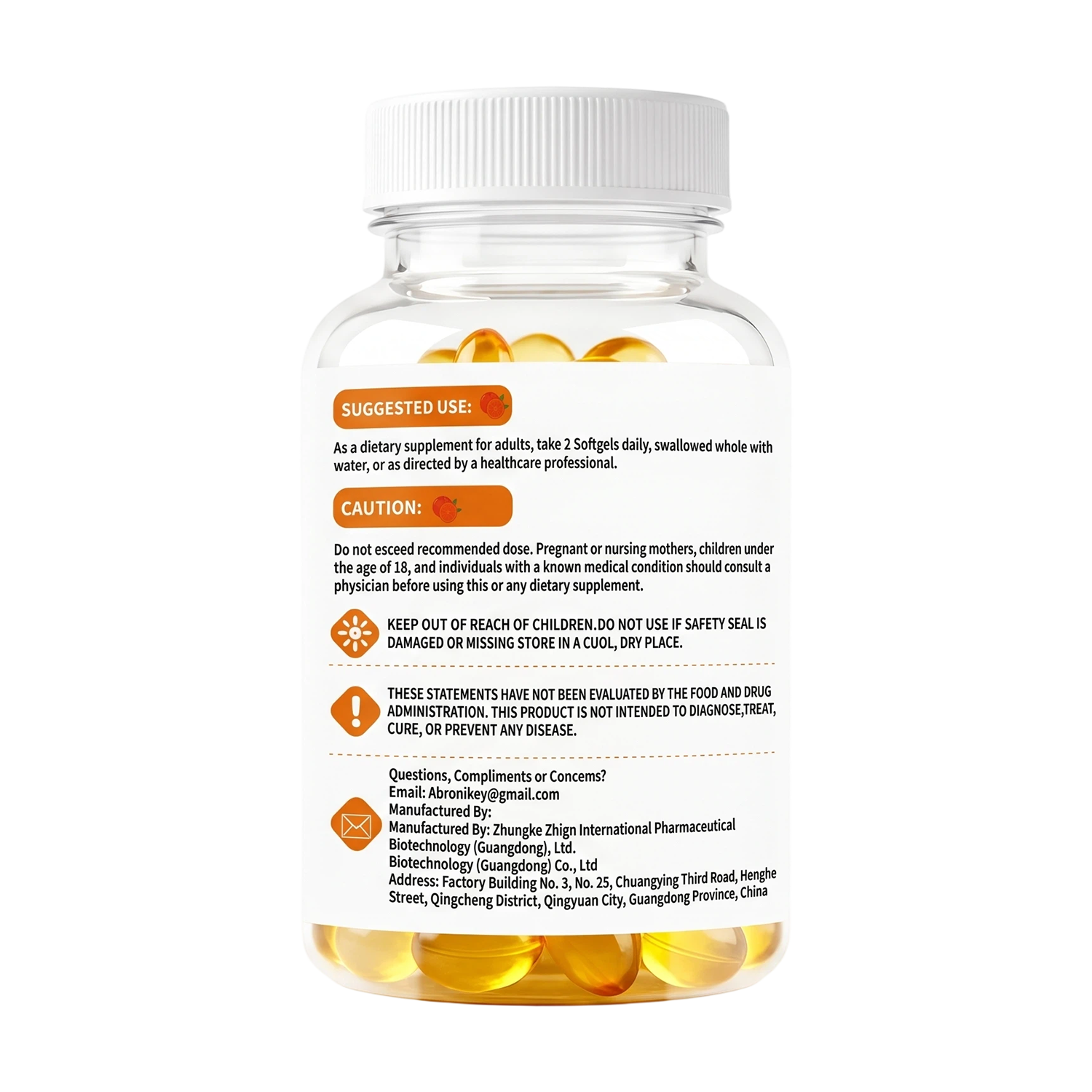 YOY Four Vitamin C with Zinc Supplement Softgels, 1200mg Vitamin C & 20mg Zinc Per Serving, Immune Support & Antioxidant Health, 120 Softgels