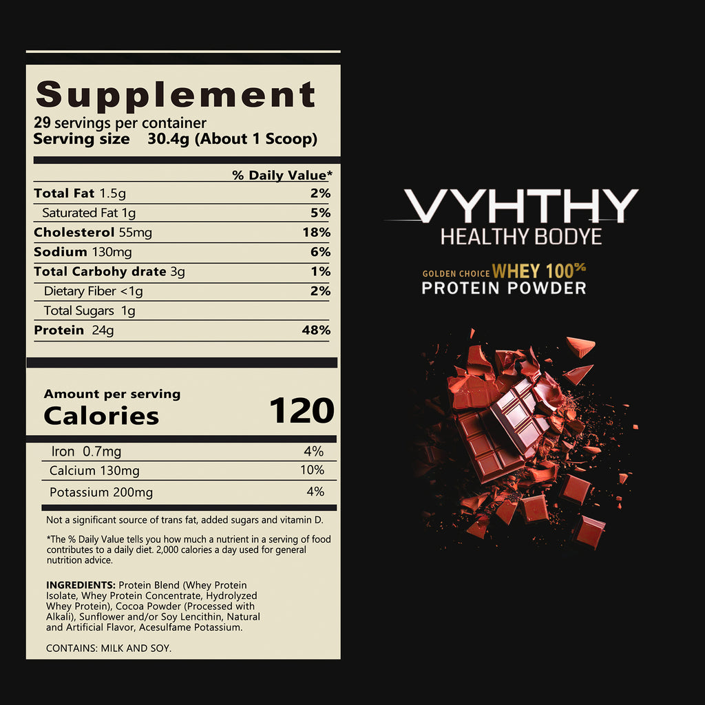 VYHTHY Titan Power 100% Whey Protein Powder - Chocolate Milkshake - 2lb