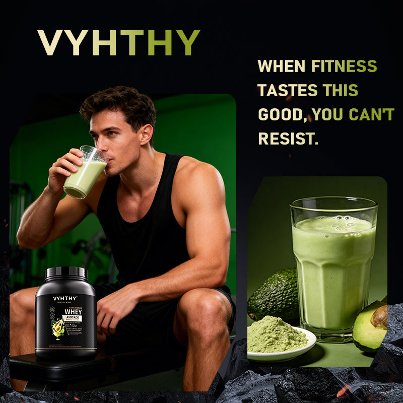 VYHTHY Whey Protein Powder-24g of Protein Per Serving-Premium Whey Protein Powder for Pre Post Workout-Fast Absorbing Whey Concentrate-Low Lactose Gluten Free, Natural Flavored (2LB, Avocado Flavor)
