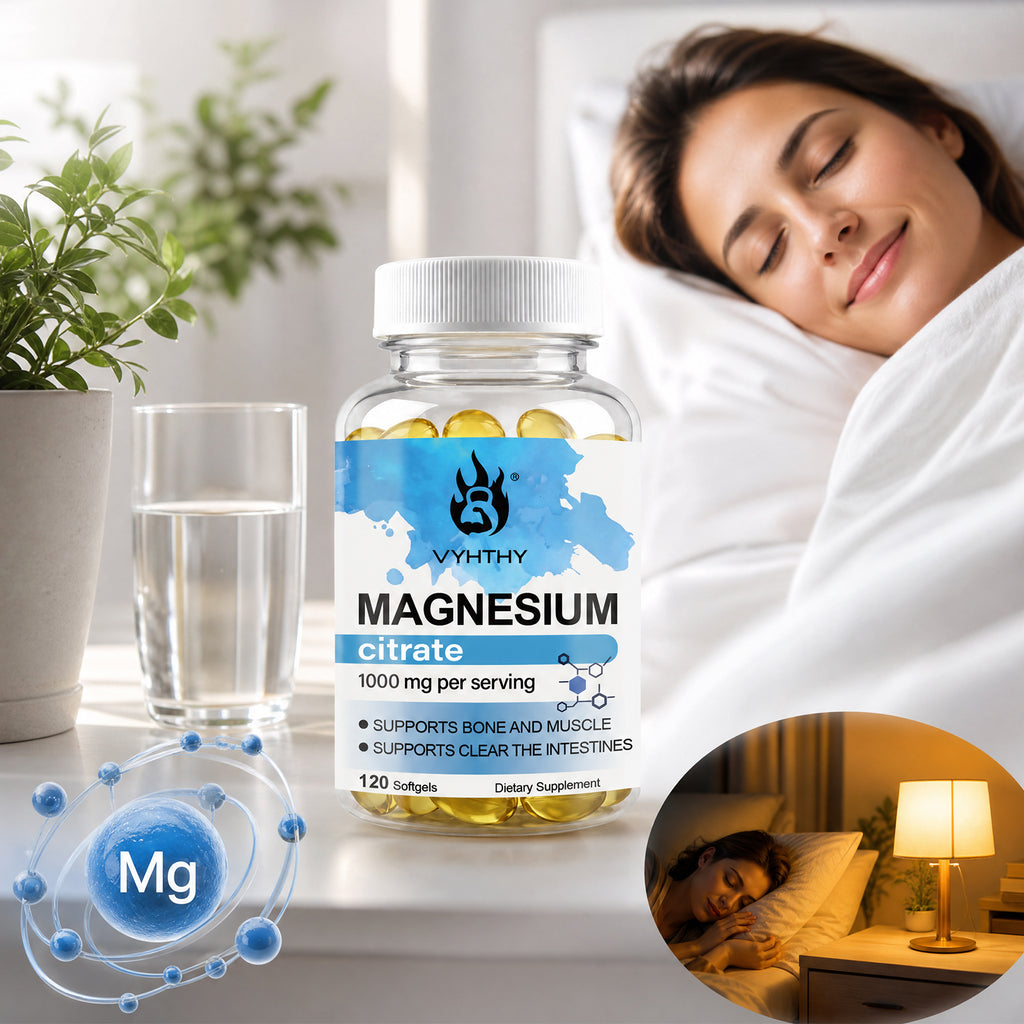 VYHTHY Magnesium Citrate Softgels, 1000mg Per Serving, Supports Bone Muscle Health, Digestive Gut & Intestinal Support, Energy Production & Night Wellness, 120 Softgels