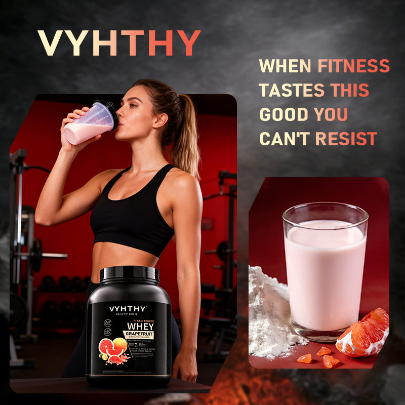 VYHTHY Grapefruit Flavored Flavored Whey Protein Powder - 24g Protein per Serving - Suitable for pre- and Post-Workout Supplementation - Low Lactose, Gluten-Free, Natural Flavor (56 oz) - 52 Servings