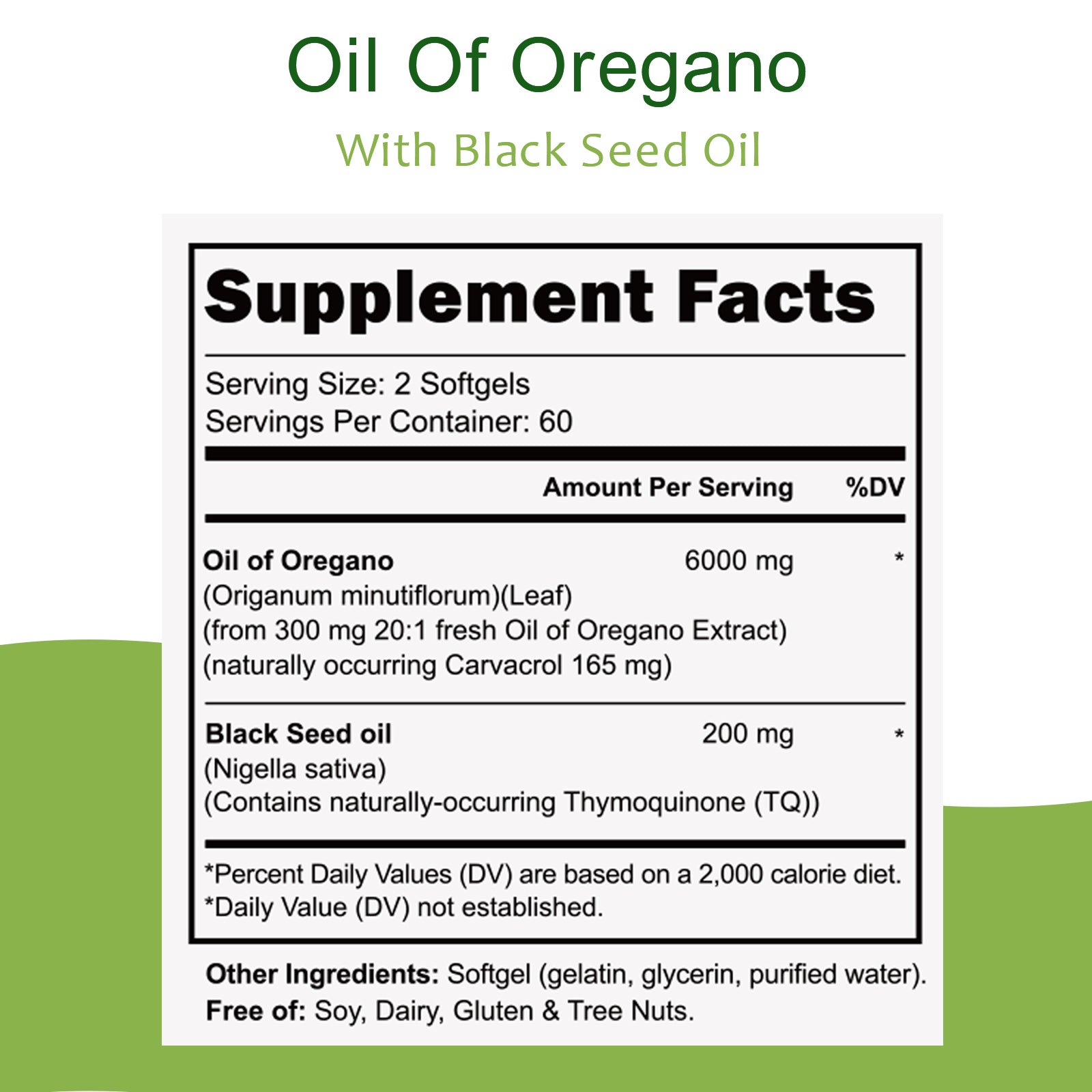 VYHTHY Oil of Oregano Softgels 6000mg Per Serving with 200mg Black Seed Oil, 20:1 High Extract with Carvacrol & Thymoquinone, Supports Immune & Skin Health, 120 Softgels