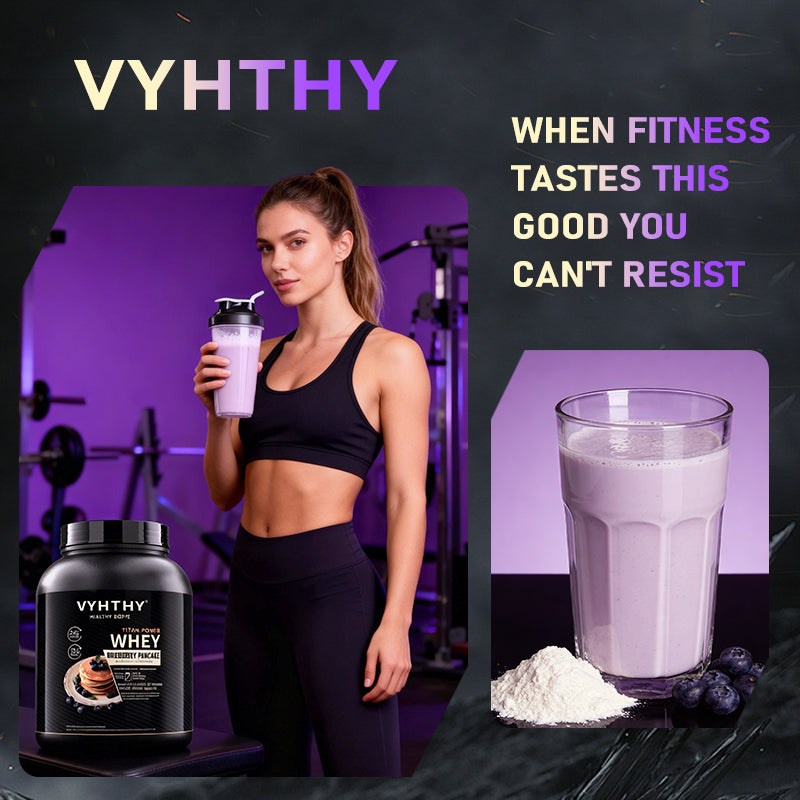 VYHTHY Blueberry Pancake Flavored Whey Protein Powder - 24g Protein per Serving - Suitable for pre- and Post-Workout Supplementation - Low Lactose, Gluten-Free, Natural Flavor (56 oz) - 52 Servings