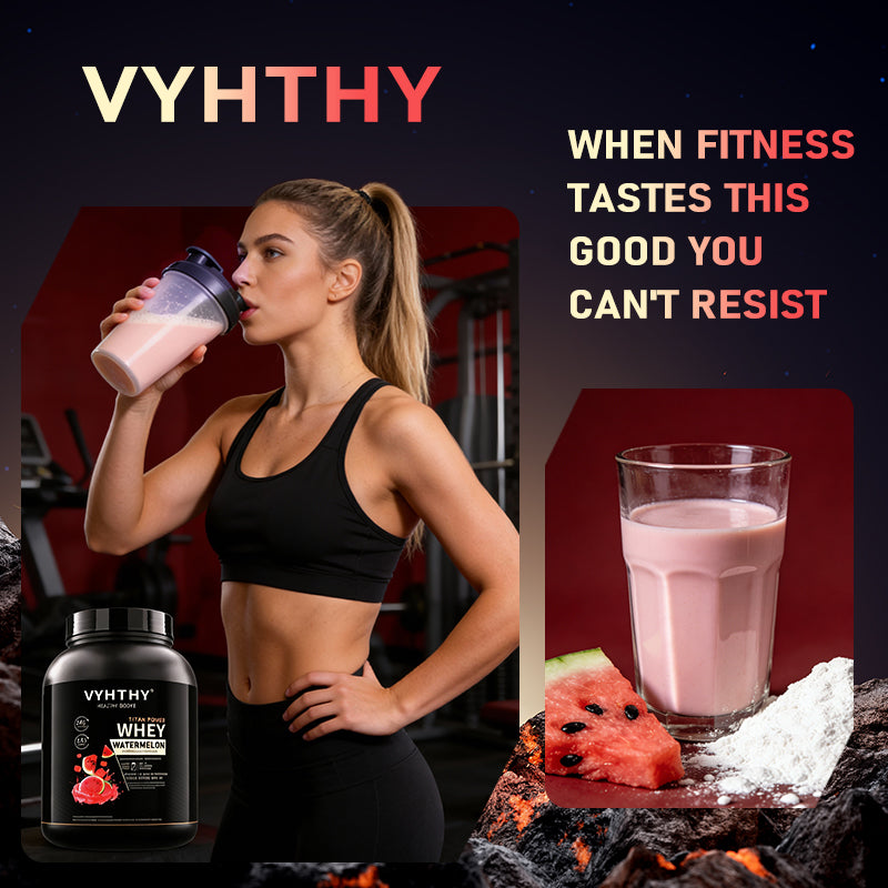 VYHTHY Watermelon Flavored Whey Protein Powder - 24g Protein per Serving - Suitable for pre- and Post-Workout Supplementation - Low Lactose, Gluten-Free, Natural Flavor (56 oz) - 52 Servings
