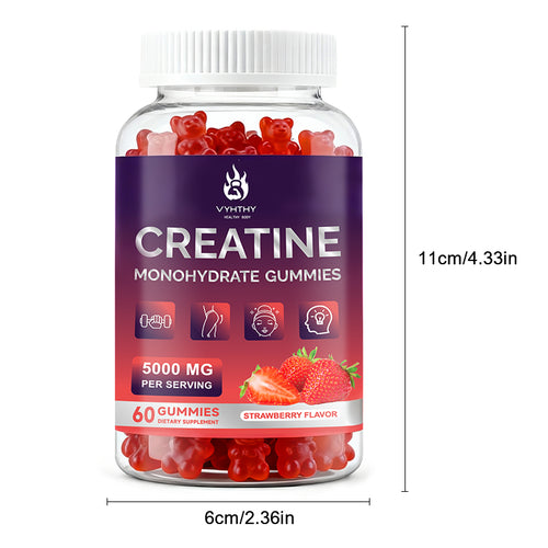 VYHTHY  NSF Certified Creatine Gummy - Creatine Monohydrate Gummies for Men & Women-5g of Creatine Monohydrate per Serving - Sugar Free,Vegan, Strawberry Flavor, 60 Count