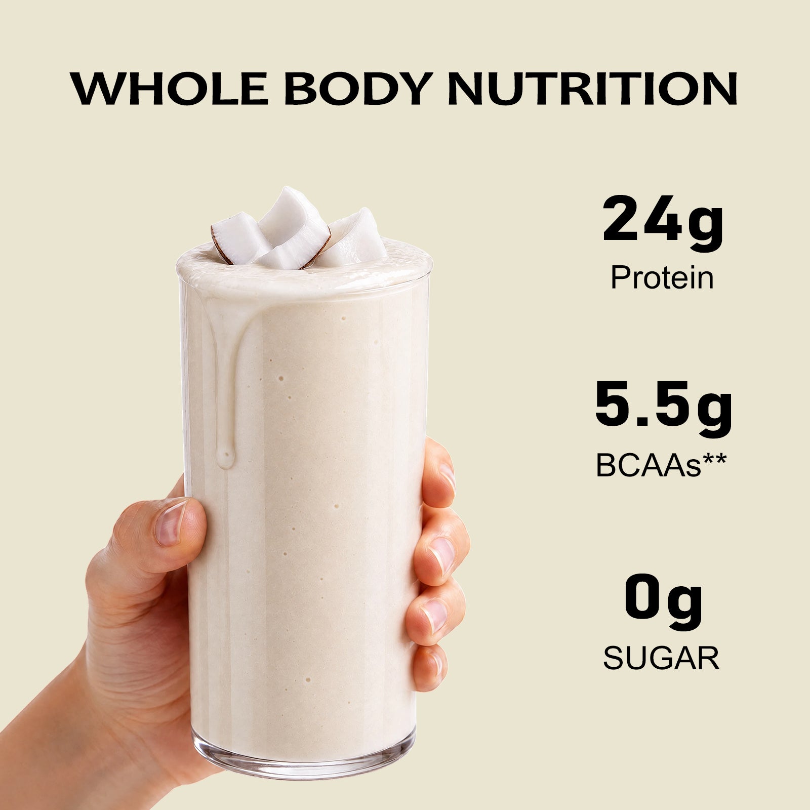 VYHTHY Titan Power Coconut Whey Protein Powder, 24g Protein & 5.5g BCAAs Per Scoop, Zero Added Sugar Post-Workout Muscle Recovery Supplement, 2LB 30 Servings Tub