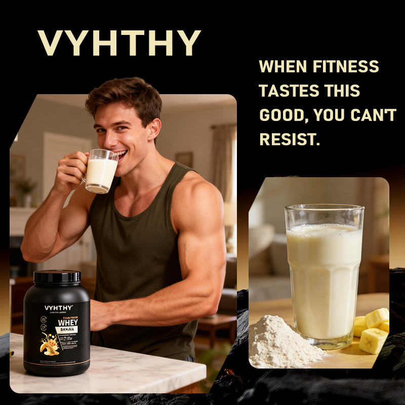 VYHTHY Banana Whey Protein Powder-24g of Protein Per Serving-Premium Whey Protein Powder for Pre Post Workout-Fast Absorbing Whey Concentrate-Low Lactose Gluten Free, Natural Flavored 2LB (36 oz)