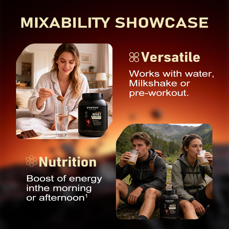 VYHTHY Milk Chocolate Pancake Flavored Whey Protein Powder - 24g Protein per Serving - Suitable for pre- and Post-Workout Supplementation - Low Lactose, Gluten-Free, Natural Flavor (56 oz) - 52 Servings