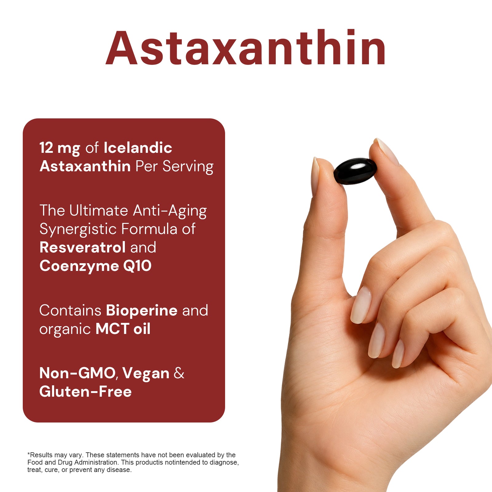VYHTHY High Strength Natural Astaxanthin 12mg Softgels Blended with Trans-Resveratrol & CoQ10, Super Antioxidant Stronger Than Vitamin C/E, Support Eye Comfort, Skin Glow & Longevity, 240 Easy Absorb Softgels