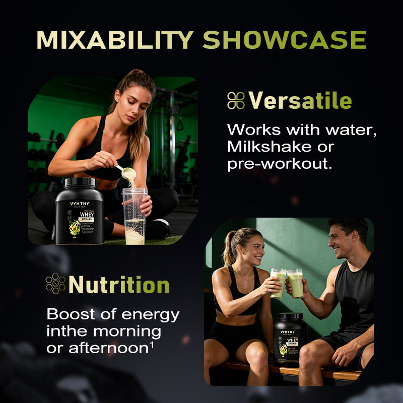 VYHTHY Whey Protein Powder-24g of Protein Per Serving-Premium Whey Protein Powder for Pre Post Workout-Fast Absorbing Whey Concentrate-Low Lactose Gluten Free, Natural Flavored (2LB, Avocado Flavor)