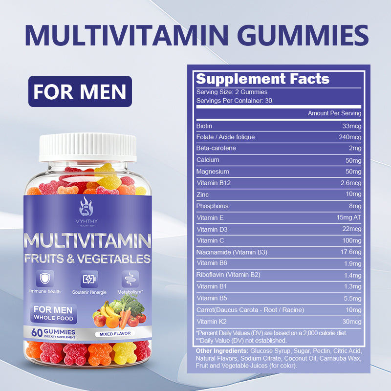 VYHTHY Superfoods Vita Fruits and Veggies Capsules - 25 Superfood Ingredients, Fruit and Vegetable Multivitamin, 60 Count - for Men and  - Vitamins A, C, D, E, B and Zinc