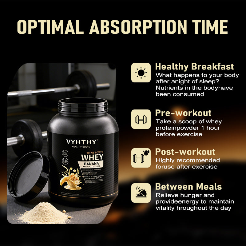 VYHTHY Banana Coffee Flavored Whey Protein Powder - 24g Protein per Serving - Suitable for pre- and Post-Workout Supplementation - Low Lactose, Gluten-Free, Natural Flavor (56 oz) - 52 Servings