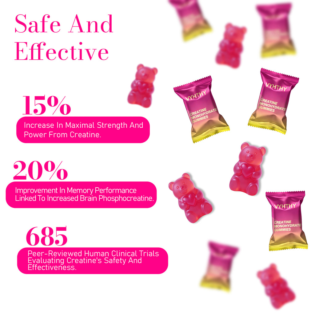 Vyhthy CurveBoost Creatine Gummies for Women, 5000mg Creatine Monohydrate, Raspberry Lemon Flavor, 8-in-1 Supplement with BCAAs Collagen Inositol Iron Zinc Vitamin D3, Sugar Free Vegan