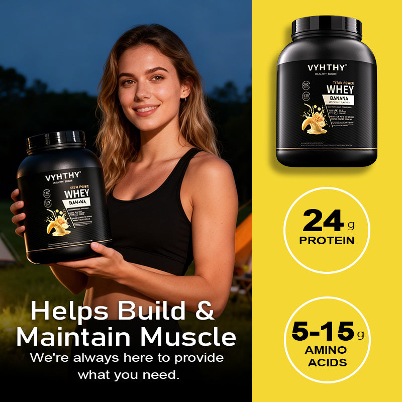 VYHTHY Banana Whey Protein Powder-24g of Protein Per Serving-Premium Whey Protein Powder for Pre Post Workout-Fast Absorbing Whey Concentrate-Low Lactose Gluten Free, Natural Flavored 2LB (36 oz)