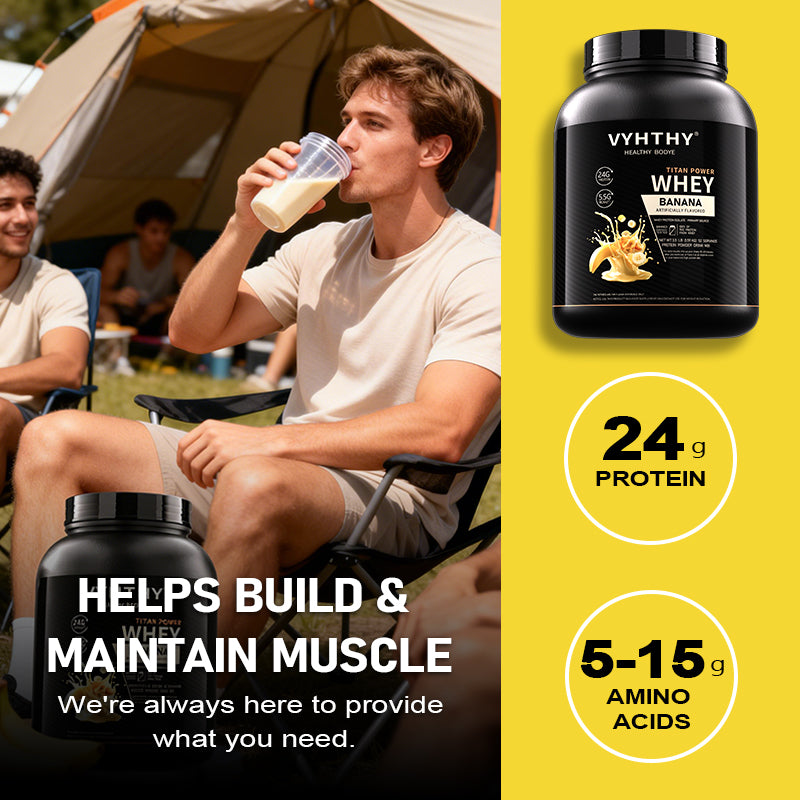 VYHTHY Banana Coffee Flavored Whey Protein Powder - 24g Protein per Serving - Suitable for pre- and Post-Workout Supplementation - Low Lactose, Gluten-Free, Natural Flavor (56 oz) - 52 Servings