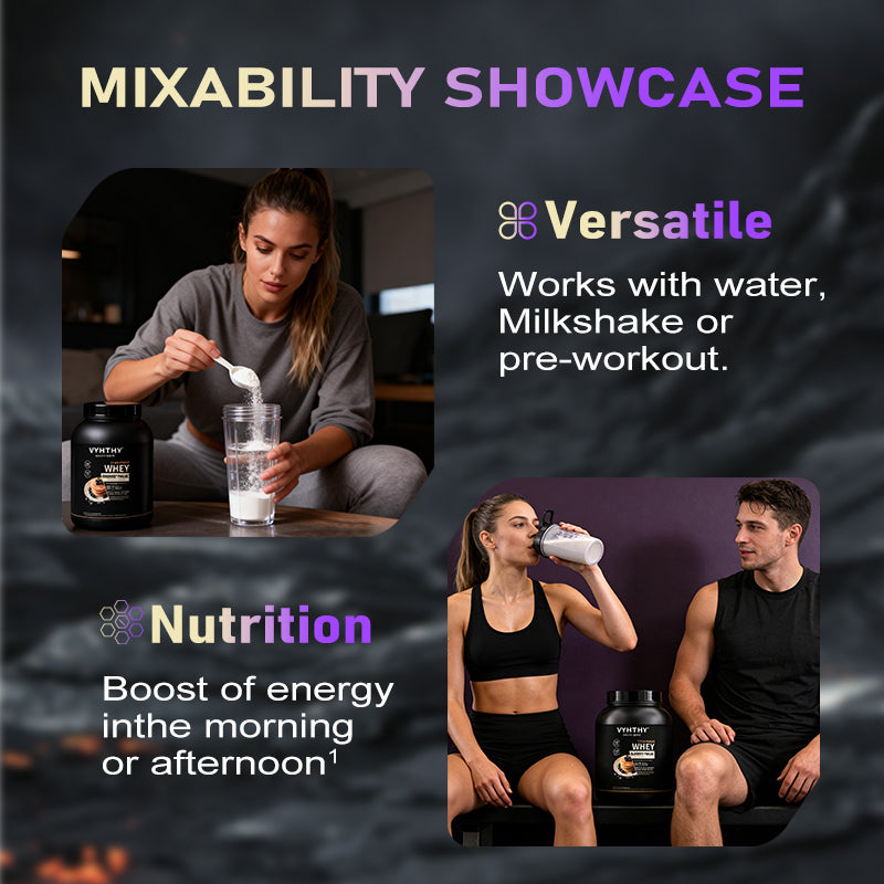 VYHTHY Blueberry Pancake Flavored Whey Protein Powder - 24g Protein per Serving - Suitable for pre- and Post-Workout Supplementation - Low Lactose, Gluten-Free, Natural Flavor (36 oz) - 30 Servings