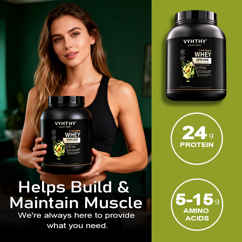 VYHTHY Whey Protein Powder-24g of Protein Per Serving-Premium Whey Protein Powder for Pre Post Workout-Fast Absorbing Whey Concentrate-Low Lactose Gluten Free, Natural Flavored (2LB, Avocado Flavor)