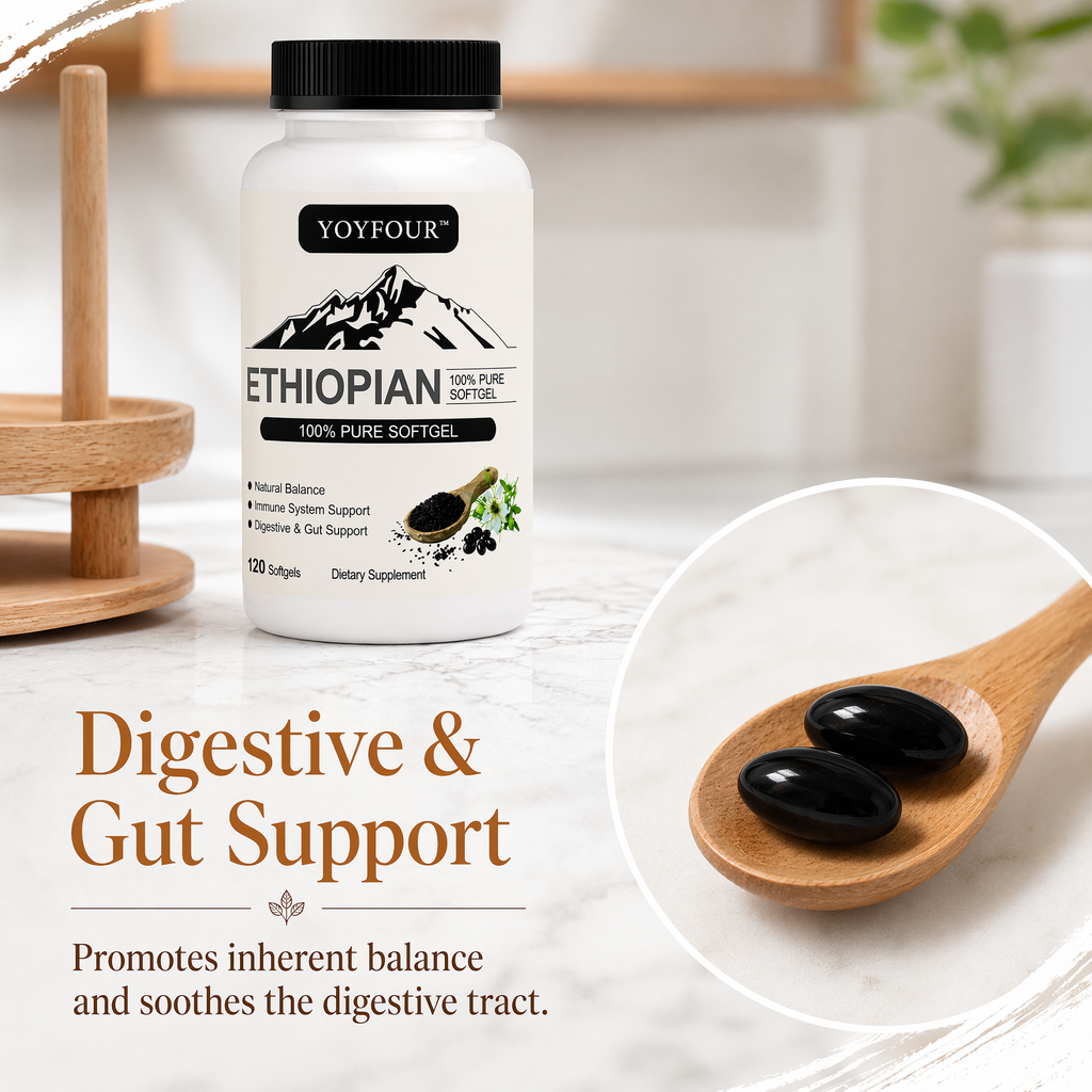YOYFOUR Ethiopian Black Seed Oil Softgels 800mg Per Serving, 120 Capsules, 100% Pure Organic Nigella Sativa Supplement, Immune System Support, Digestive & Gut Health Balance