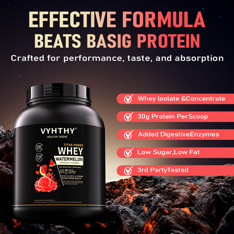 VYHTHY Watermelon Flavor Whey Protein Powder-24g of Protein Per Serving-Premium Whey Protein Powder for Pre Post Workout-Fast Absorbing Whey Concentrate-Low Lactose Gluten Free, Natural Flavored 2LB