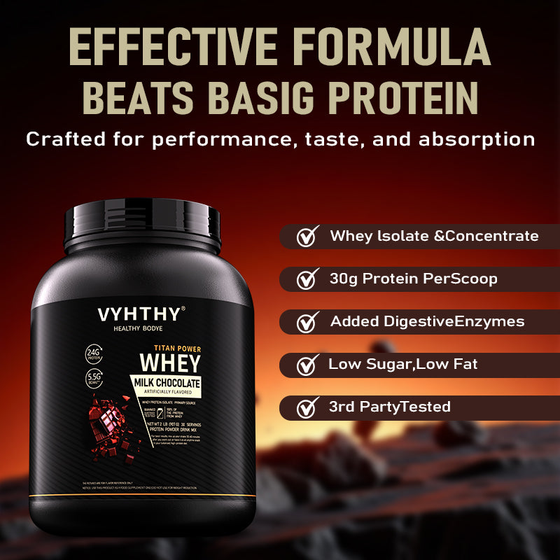 VYHTHY Milk Chocolate Pancake Flavored Whey Protein Powder - 24g Protein per Serving - Suitable for pre- and Post-Workout Supplementation - Low Lactose, Gluten-Free, Natural Flavor (56 oz) - 52 Servings