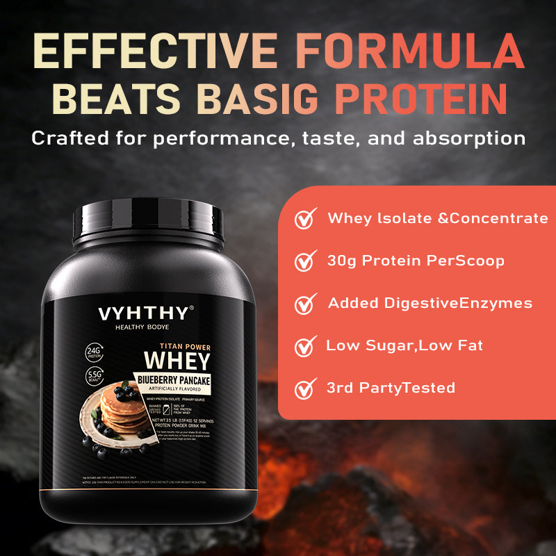 VYHTHY Grapefruit Flavored Flavored Whey Protein Powder - 24g Protein per Serving - Suitable for pre- and Post-Workout Supplementation - Low Lactose, Gluten-Free, Natural Flavor (56 oz) - 52 Servings