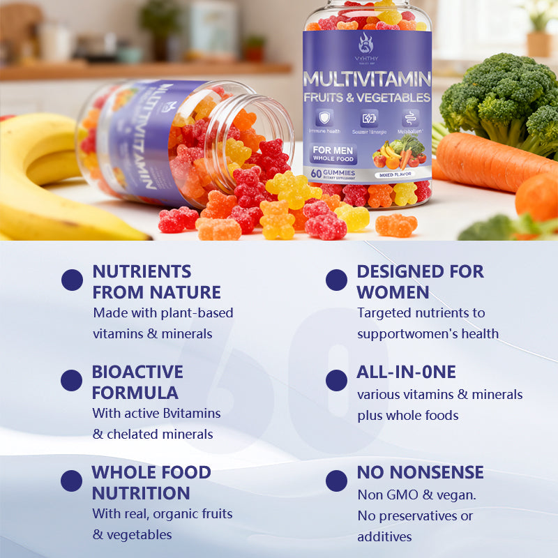 VYHTHY Superfoods Vita Fruits and Veggies Capsules - 25 Superfood Ingredients, Fruit and Vegetable Multivitamin, 60 Count - for Men and  - Vitamins A, C, D, E, B and Zinc