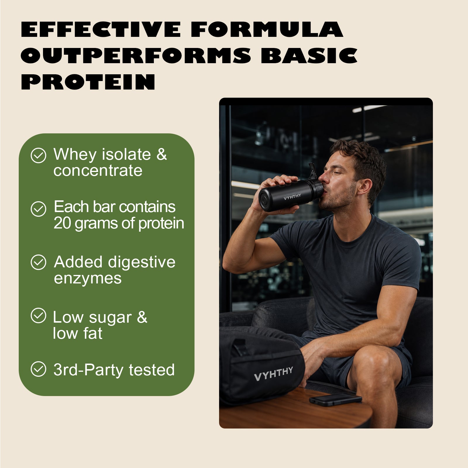 VYHTHY Vanilla Ice Cream Whey Protein Powder Single Serve Packets, 24g Protein & 5.5g BCAAs Per Packet, Zero Added Sugar Portable Post-Workout Muscle Recovery Supplement, 14 Individual Packets Per Bag